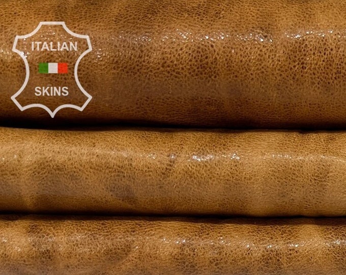 TAN WRINKLED ANTIQUED Vegetable tanned Vintage Look Thin Soft Italian Lambskin Lamb Sheep Leather hide hides skin skins 7sqf 0.5mm #B7175
