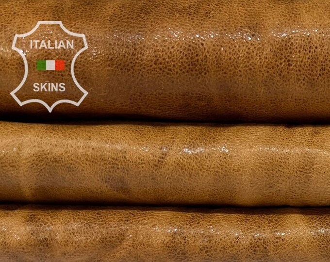 TAN WRINKLED ANTIQUED Vegetable tanned Vintage Look Thin Soft Italian Lambskin Lamb Sheep Leather hide hides skin skins 7sqf 0.5mm #B7175