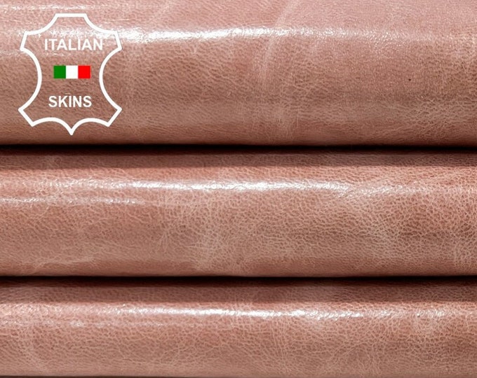 NUDE OLD PINK Shiny Waxy Vintage Look Thin Soft Italian Lambskin Lamb Sheep Leather hide hides skin skins 5sqf 0.6mm #B9860