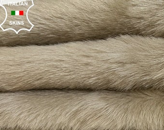 Delivered Duty Paid-WALNUT BEIGE On BROWN Suede Hair On Soft sheepskin shearling fur hairy sheep Italian leather skin 19"x20"  #B8679