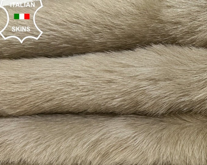 WALNUT BEIGE On BROWN Suede Hair On Soft sheepskin Lamb shearling fur hairy sheep Italian leather hide hides skin skins 19"x20"  #B8679