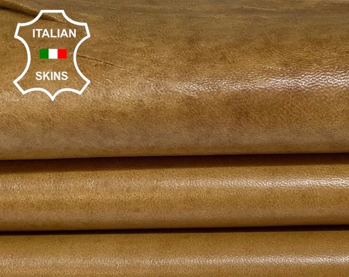 NATURAL MUSTARD TAN Vegetable Tanned soft Italian Lambskin Lamb Sheep Leather hide hides skin skins 8sqf 1.0mm #A9891