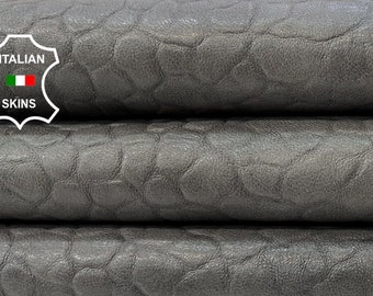 GREY BUBBLY ANTIQUED Vegetable Tan Thick Italian Lambskin Lamb Sheep Leather hide hides skin skins 7+sqf 1.1mm #C229