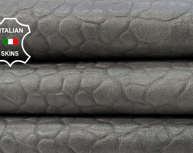 GREY BUBBLY ANTIQUED Vegetable Tan Thick Italian Lambskin Lamb Sheep Leather hide hides skin skins 7+sqf 1.1mm #C229