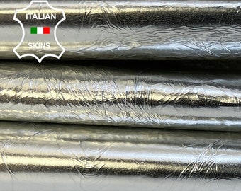 METALLIC SILVER CRACKLE Crinkled Thick Strong Italian Goatskin Goat Leather hide hides skin skins 5+sqf 1.1mm #B9019