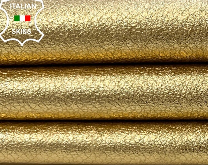 METALLIC GOLD SNAKE Textured Print On Soft Italian Lambskin Lamb Sheep leather hide hides skin skins 5sqf 1.0mm #C113