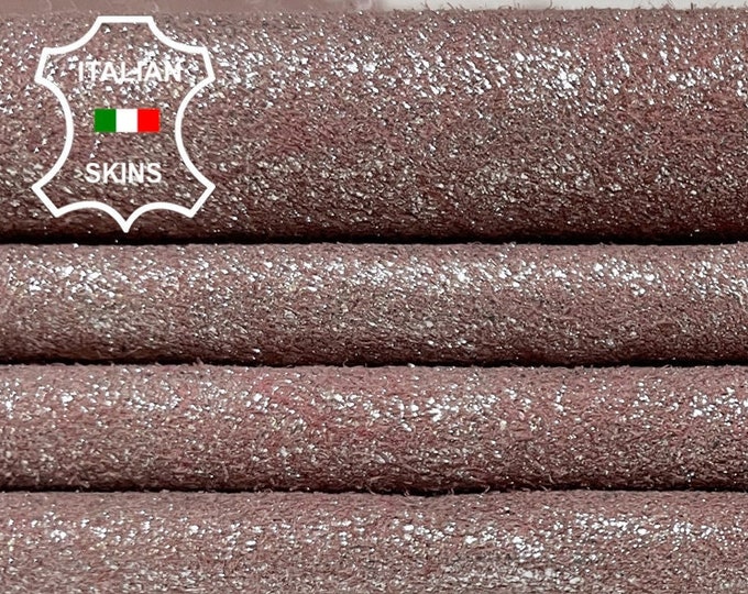 METALLIC SILVER CRACKLED On Bois De Rose Pink Vintage Look Thin Soft Italian Lambskin Lamb Sheep Leather hides hide skins 6sqf 0.5mm #B2006