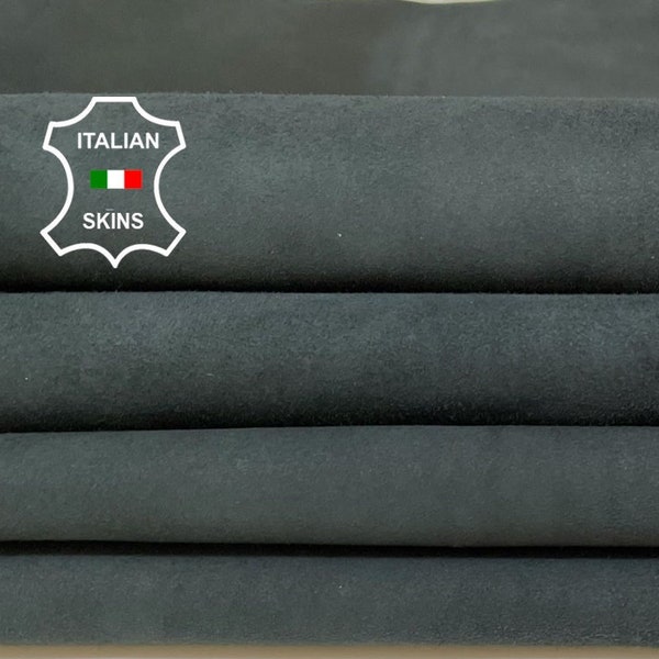 DARK PETROL GRAY Suede soft Italian Goatskin Goat Leather hide hides skin skins 3sqf 0.7mm #A9936