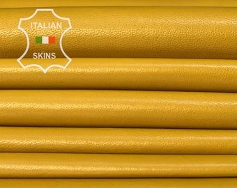Delivered Duty Paid-AMBER YELLOW Thin Soft Italian Lambskin Lamb Leather pack 2 skins total 16sqf 0.5mm #B7891