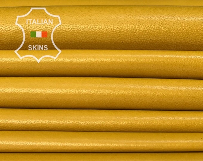 AMBER YELLOW Thin Soft Italian Lambskin Lamb Sheep Leather pack 2 hides skins total 16sqf 0.5mm #B7891