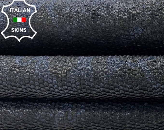 BLUE PYTHON PRINT Scales Textured on Thick Soft Lambskin Lamb Sheep leather hide hides skin skins 8sqf 1.1mm #B9944