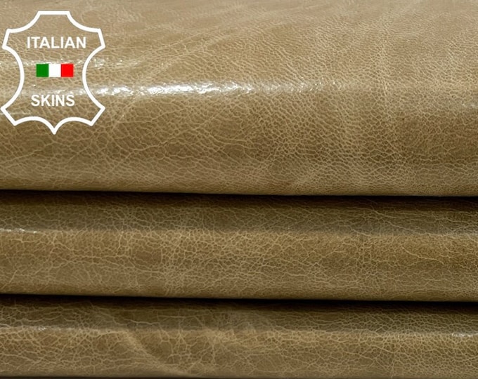 SAND CAMEL BROWN Waxy Vintage Look Thin Soft Italian Lambskin Lamb Sheep Leather hide hides skin skins 5sqf 0.6mm #B9858