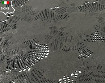 WASHED BLACK LASER Engraved Thick Soft Italian Lambskin Sheep Lamb leather hide hides skin skins 2+sqf 1.1mm #C5149