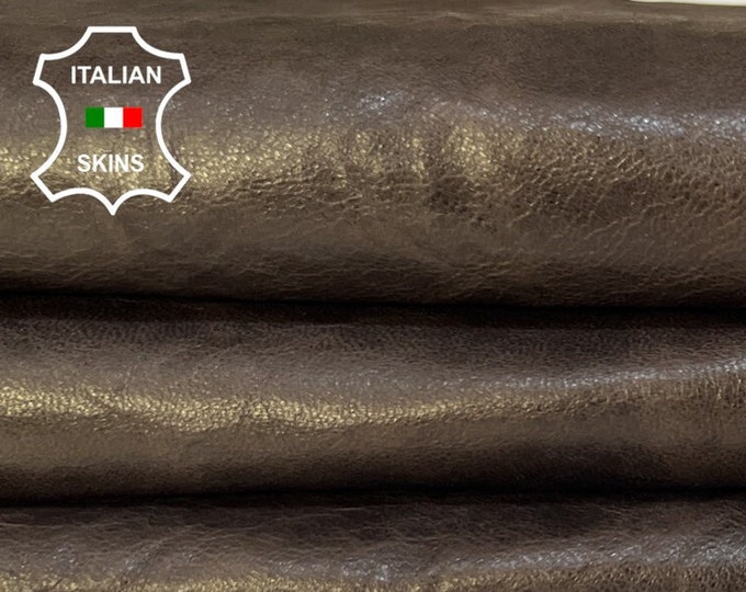 BROWN ANTIQUED  Vegetable Tan Vintage Look Soft Italian Lambskin Lamb Sheep Leather hide hides skin skins 5sqf 0.8mm #B8467