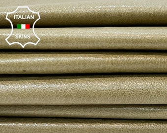 KHAKI ANTIQUED CRINKLED Shiny Glossy Italian Goatskin Goat Leather pack 2 hides skins total 10+sqf 0.7mm #B9906