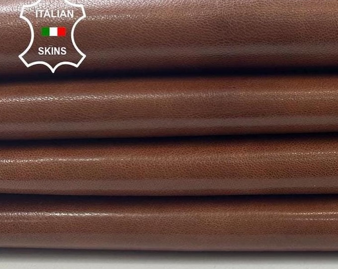 BROWN shiny rough vegetable tan rustic antiqued look strong Italian Goatskin Goat Leather 2 skins hides total 8+sqf 1.0mm #C3472