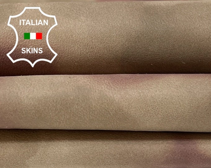 WINE CAMO PRINT On Walnut Brown Soft Italian Lambskin Lamb Sheep Leather hides hide skin skins 5+sqf 0.8mm #B1141