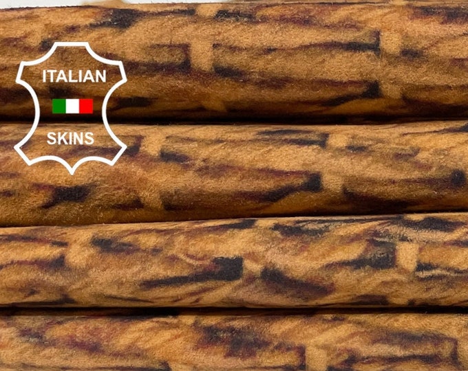 PEACH ORANGE SUEDE Printed Thin Soft Italian Lambskin Lamb Sheep Leather hides hide skin skins 4sqf 0.6mm #B515