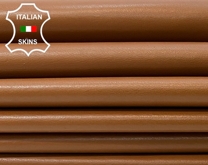 SADDLE TAN BROWN Thin Soft Italian Lambskin Lamb Sheep Leather pack 4 hides skins total 25sqf 0.6mm #B9956