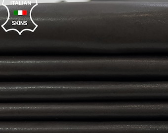 DARK BROWN VEGETABLE Tan Semi Gloss Shiny Soft Italian Lambskin Lamb Sheep Leather pack 2 hides skins total 14sqf 0.7mm #C566