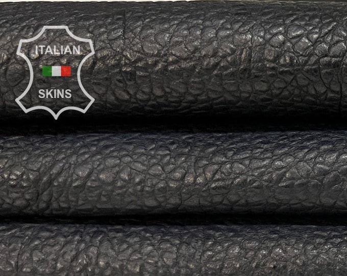 DARK BLUE GRAINY Antiqued Vegetable Tan Soft Italian Calfskin Calf Cow Leather hide hides skin skins 7+sqf 0.9mm #B7112