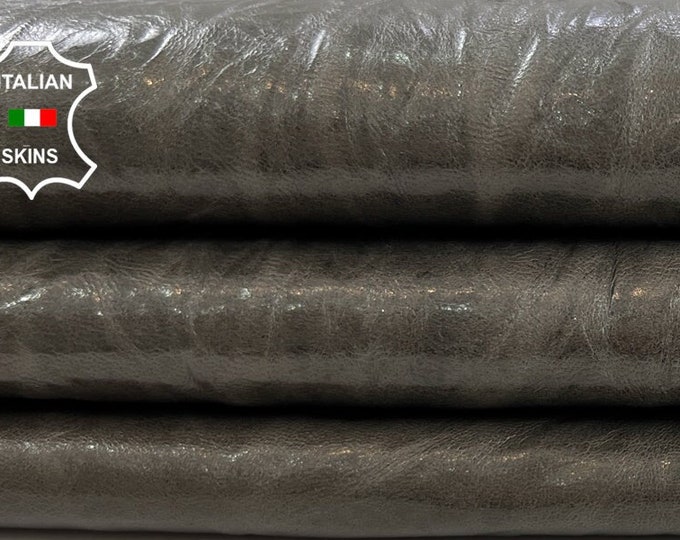 TAUPE SILVER BROWN Wrinkled Vintage Look Vegetable Tan Soft Italian Lambskin Lamb Sheep Leather hides hide skins skin 8sqf 0.7mm #C753
