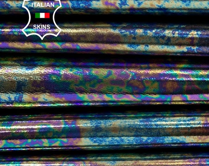 GASOLINE METALLIC OLEOGRAPHIC Petrol multicolors holographic Italian Lambskin Lamb Sheep leather 2 skins hides total 12sqf 0.9mm #CA3