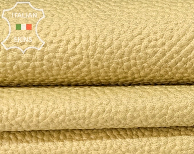 WHEAT YELLOWISH BEIGE Pebble Grainy Soft Italian Lambskin Lamb Sheep Leather hide hides skin skins 9sqf 0.9mm #B8059