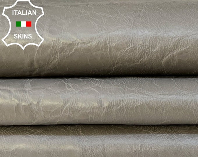 GREY CRINKLED COATED Soft Italian Lambskin Lamb Sheep Leather hide hides skin skins 7sqf 1.0mm #B9218