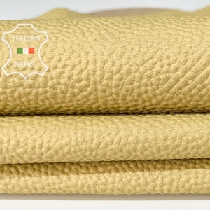 WHEAT YELLOWISH BEIGE Pebble Grainy Soft Italian Lambskin Lamb Sheep Leather hide hides skin skins 9sqf 0.9mm #B8059