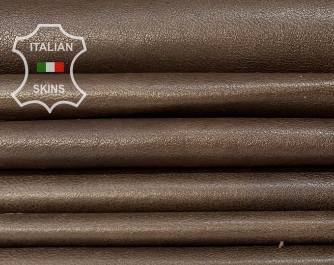 OLIVE BROWN Antiqued Vegetable Tan Thin Soft Italian Lambskin Lamb Sheep Leather pack 3 hides skins total 24sqf 0.5mm #B7305