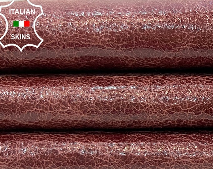 REDDISH BROWN CRACKED Vintage Look Thin Soft Italian Goatskin Goat Leather hide hides skin skins 6sqf 0.6mm #C512