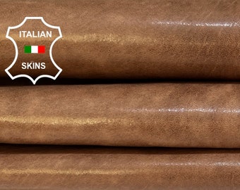 BROWN VEGETABLE Tan VINTAGE Look Italian Goatskin Goat Leather hide hides skin skins 5+sqf 1.0mm #B4233