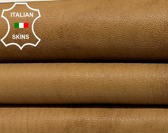 SAND BROWN DISTRESSED Vintage Look Vegetable Tan Soft Italian Lambskin Lamb Sheep Leather hide hides skin skins 6+sqf 0.8mm #B6404