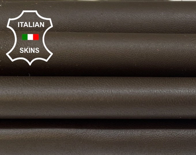 NATURAL DARK OLIVE Brown Soft Italian Lambskin Lamb Sheep Leather hides pack 2 skins total 9+sqf 0.6mm #B581