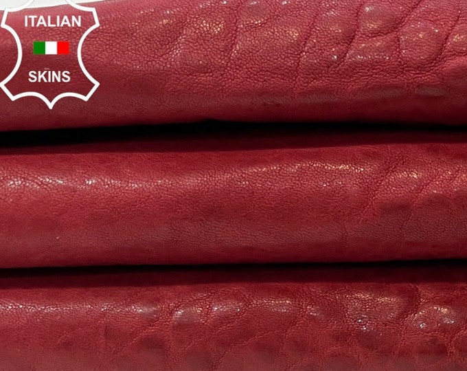 RED WASHED GRAINY vegetable tan Thick Italian Lambskin Lamb Sheep leather hide hides skin skins 4sqf 1.6mm #C79