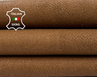 SAND BROWN CANVAS Print On Vintage Look Thick Soft Italian Goatskin Goat Leather hide hides skin skins 6sqf 1.3mm #C942