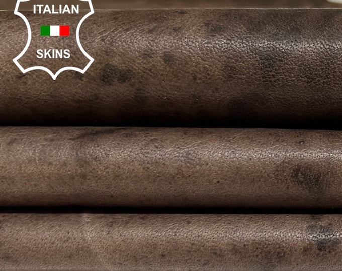 TAUPE BROWN ANTIQUED Distressed Vegetable Tan Vintage Look Thin Soft Italian Lambskin Lamb Sheep Leather hide hides skins 7+sqf 0.6mm #B6445