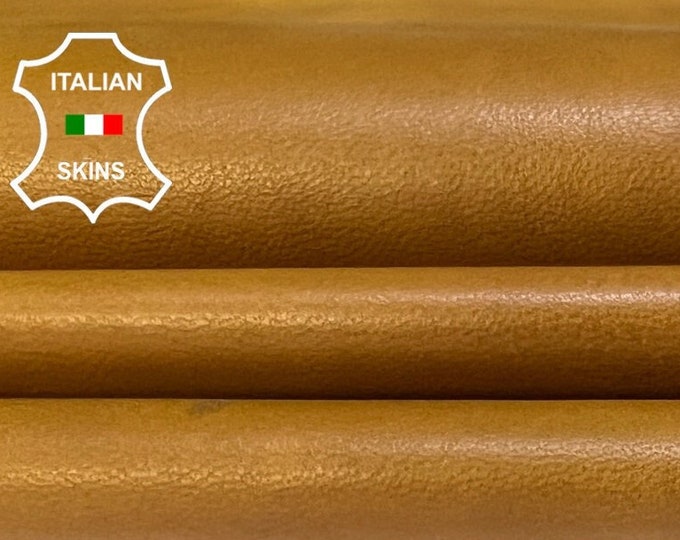 NATURAL MUSTARDY TAN  Vegetable Tanned Soft Italian Lambskin Lamb Sheep Leather hide hides skin skins 8sqf 0.7mm #B5437