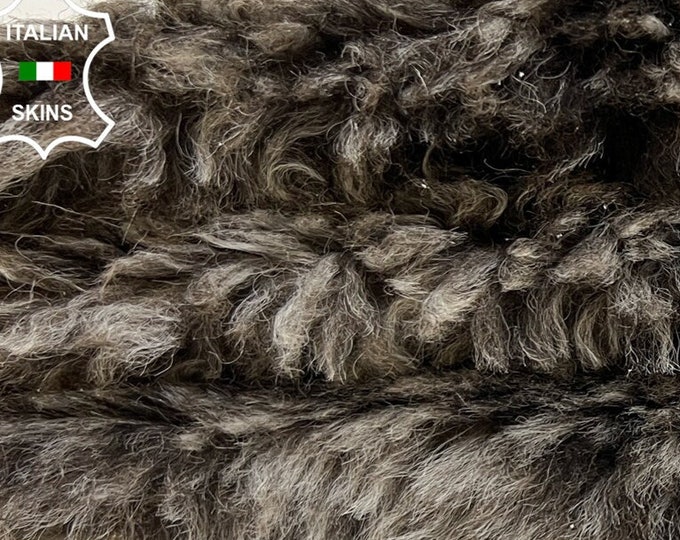 WALNUT GREY DISTRESSED Hair On Soft sheepskin Lamb shearling fur hairy sheep Italian leather hide hides skin skins 21"x24"  #B8677