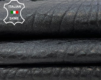 BLACK BUBBLY GRAINY Vegetable Tan Thick Soft Italian Lambskin Lamb Sheep Leather hide hides skin skins 4+sqf 1.6mm #C227
