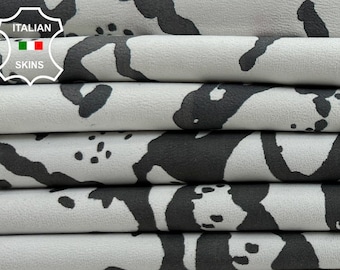 Delivered Duty paid - ANTHRACITE PYTHON Print On White Soft Italian Lamb Sheep Leather pack 2 skins total 12sqf 0.7mm #C898