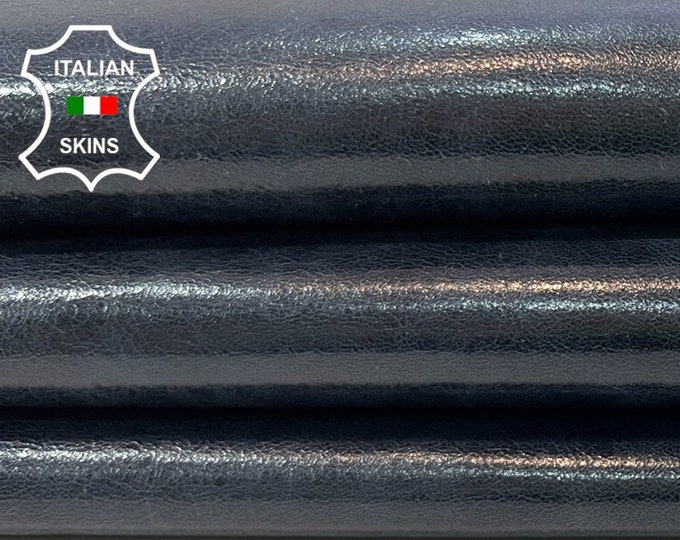 DARK BLUE Waxy Shiny Vintage Look Soft Italian Lambskin Lamb Sheep Leather hide hides skin skins 7sqf 0.8mm #C476