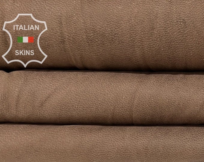 NATURAL BROWN Crinkled Vegetable tan Soft Italian Lambskin Lamb Sheep Leather hide hides skin skins 7+sqf 0.8mm #B7172