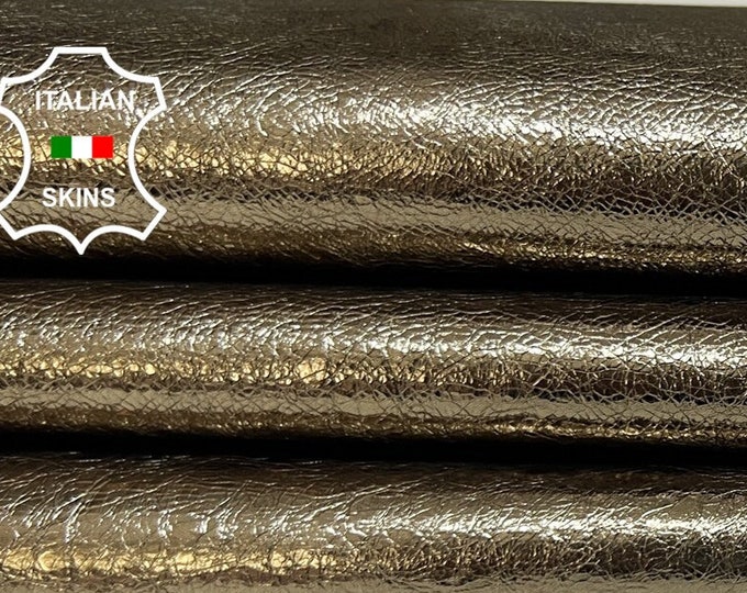 METALLIC BRONZE Crinkled On Salmon Soft Italian Goatskin Goat Leather hide hides skin skins 5sqf 0.7mm #B6582