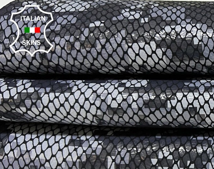 DARK GREY SNAKE Print On Italian Goatskin Goat Leather hide hides skin skins 2sqf 0.9mm #B9642