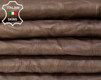 BROWN WRINKLED Vegetable Tan Thick Italian Lambskin Lamb Sheep Leather pack 2 hides skins total 13sqf 1.1mm #B8954
