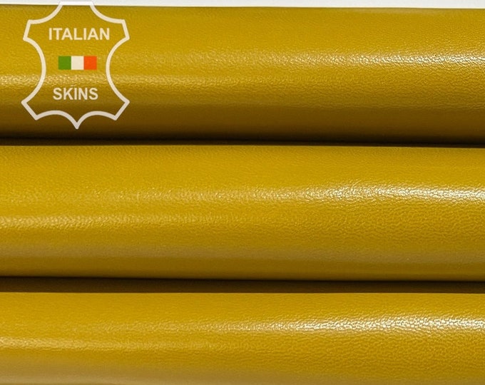 MUSTARD YELLOW SHINY Thick Italian Metis Lambskin Lamb Sheep Leather hide hides skin skins 4+sqf 1.1mm #B8118