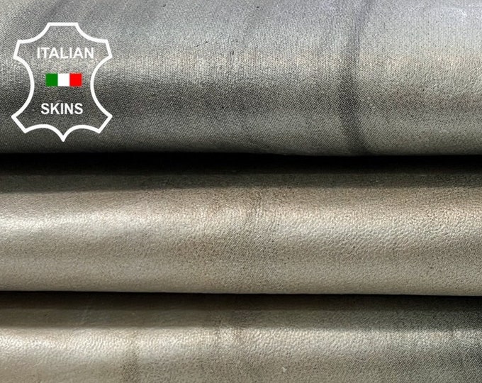 PEARLIZED GREY & CHAMPAGNE Print On Italian Lambskin Lamb Sheep Leather hide hides skin skins 5+sqf 1.0mm #C341