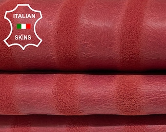 Free FedEx & Duties - WINE RED SHIPS Print Vintage Look Italian Lambskin Lamb Leather skin 6+sqf 0.9mm #B2120